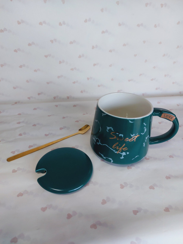 لیوان قاشقدار و دربدار طرح ماربل