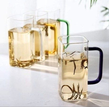 ماگ پیرکس چهارگوش دسته رنگی